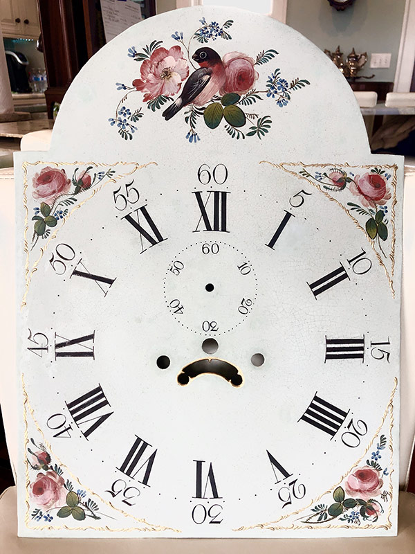 Bird restored antique painted clock dial
